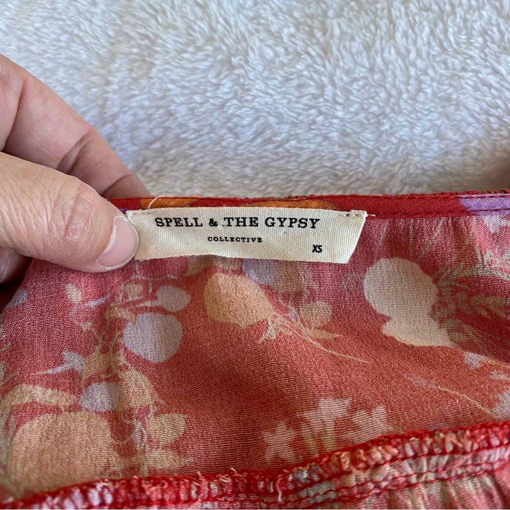 NWOT SPELL & THE GYPSY Free People Exclusive Wild Bloom Gown Crimson Cherry Red - Picture 8 of 12